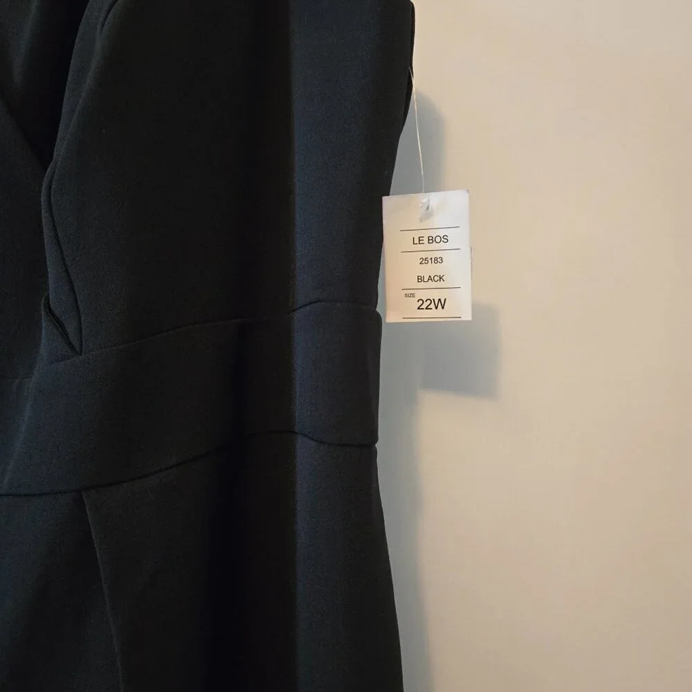 Le Bos Black Sleeveless Midi Dress Silver Front Chain Accent Plus Sz 22W - Picture 16 of 16